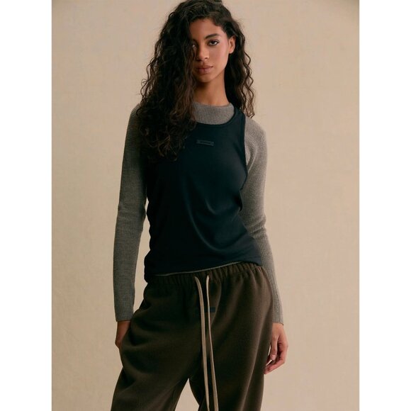 Fear of God ESSENTIALS Fitted Sweater in Desert Sand Medium Womens Top - Picture 11 of 15